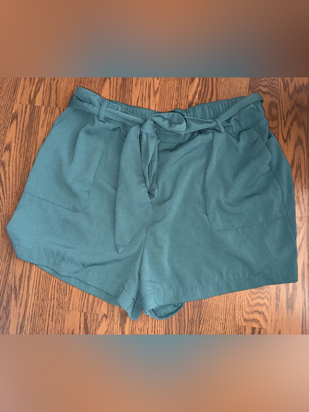 a new day Teal High-Waist Paperbag Tie Shorts